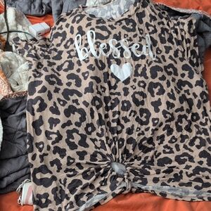 Just Be Leopard Print Blouse - Black and Tan